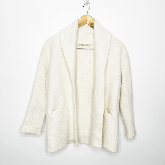SIMPLY NATURAL ALPACA open front CARDIGAN cream white thick knit womens XS S - Picture 2 of 7